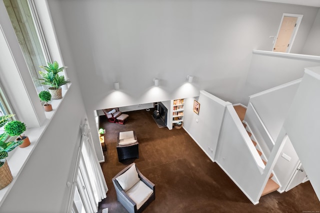 staircase with carpet flooring