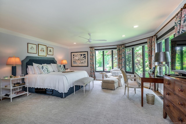 8 Heritage Island Rd, New Fairfield, CT 06812 - carpeted bedroom with crown molding, multiple windows, and recessed lighting