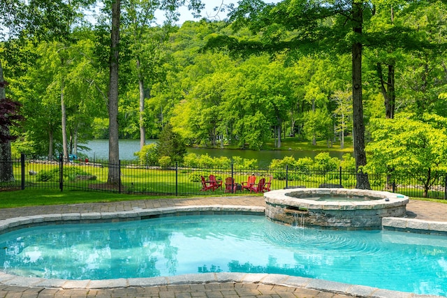 8 Heritage Island Rd, New Fairfield, CT 06812 - view of pool featuring a water view and a pool with connected hot tub