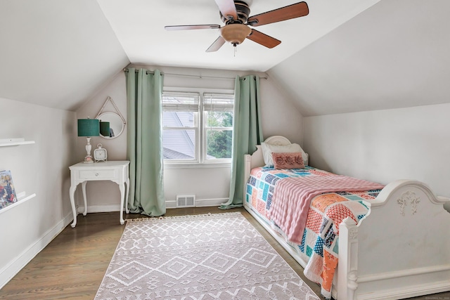 239 Bellevue Ave, West Haven, CT 06516 - bedroom featuring vaulted ceiling, wood finished floors, ceiling fan, and baseboards