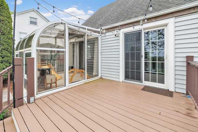 239 Bellevue Ave, West Haven, CT 06516 - wooden deck featuring a sunroom