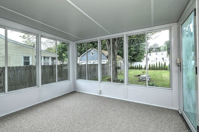 view of unfurnished sunroom