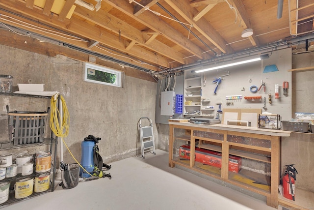 10 Knollwood Rd, Farmington, CT 06032 - basement with a workshop area and electric panel