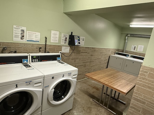 4 Farview Ave Unit 1-10, Danbury, CT 06810 - community laundry featuring washing machine and clothes dryer, tile walls, and wainscoting