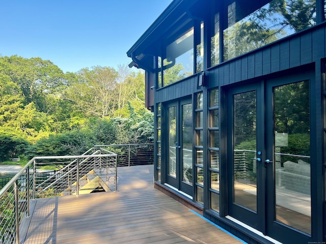 93 Graenest Ridge Rd, Wilton, CT 06897 - wooden terrace with french doors