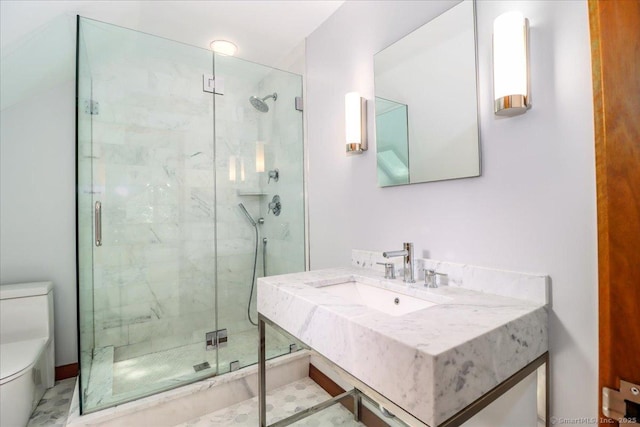 93 Graenest Ridge Rd, Wilton, CT 06897 - bathroom with toilet, a shower stall, and vanity