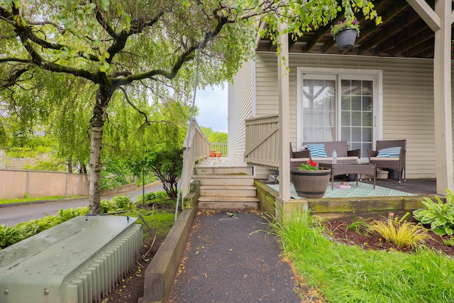 95 Park Ave Apt 14, Danbury, CT 06810 - property entrance featuring a deck and outdoor lounge area