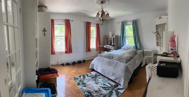 59 Rowan St, Danbury, CT 06810 - bedroom featuring a chandelier and a baseboard heating unit