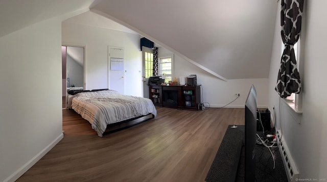 59 Rowan St, Danbury, CT 06810 - bedroom with vaulted ceiling, wood finished floors, and baseboards