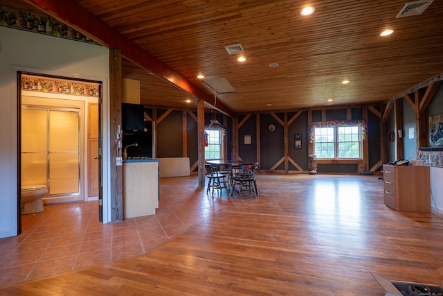 1480 Litchfield Tpke, New Hartford, CT 06057 - unfurnished dining area featuring wooden ceiling, wood finished floors, and a sink