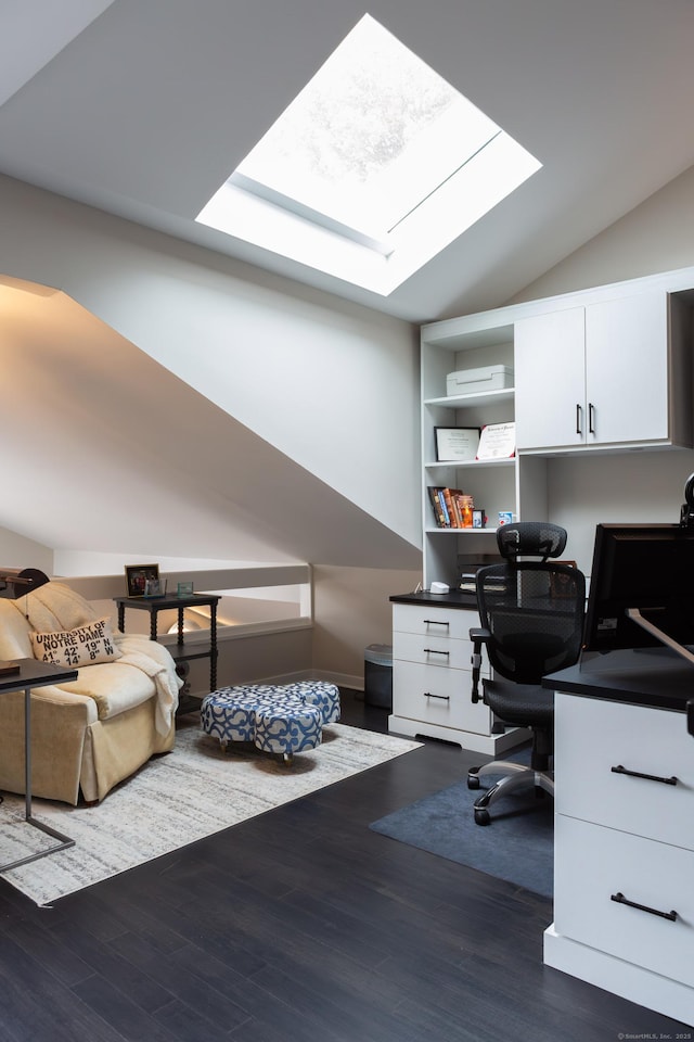 504 Harvest Commons Unit 504, Westport, CT 06880 - office with dark wood-style flooring, a skylight, and vaulted ceiling