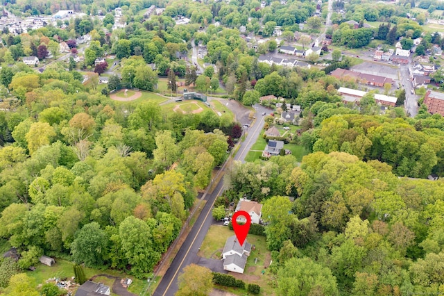 45 S Eagle St, Plymouth, CT 06786 - aerial overview of property's location with a heavily wooded area
