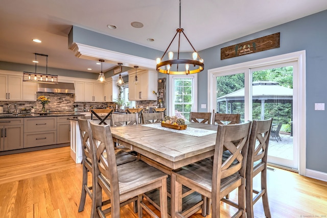 10 Grove Hill Rd, Woodbridge, CT 06525 - dining space featuring a chandelier, healthy amount of natural light, light wood-type flooring, and recessed lighting