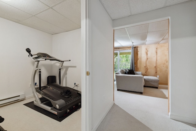 745 Merrow Rd Apt 113, Coventry, CT 06238 - exercise area with a paneled ceiling, carpet, and baseboards