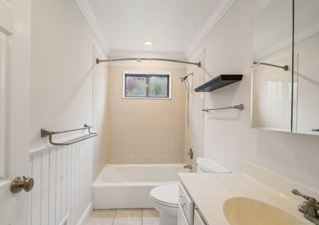 19 Keeler Close Close Unit 19, Ridgefield, CT 06877 - full bathroom featuring crown molding, toilet, vanity, tile patterned floors, and shower / bath combination