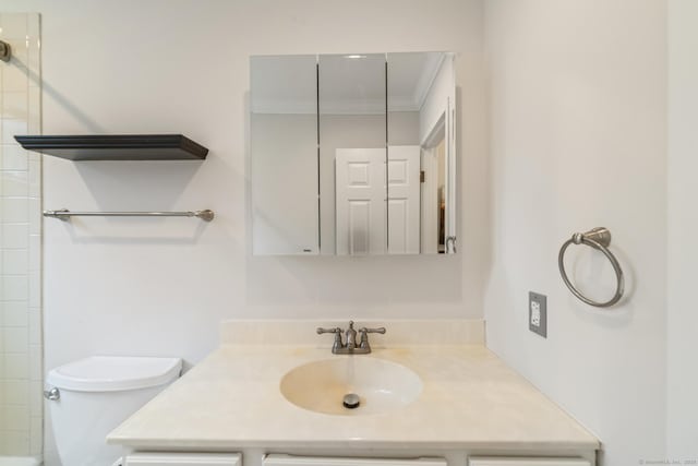 19 Keeler Close Close Unit 19, Ridgefield, CT 06877 - full bathroom with vanity, toilet, a shower, and ornamental molding