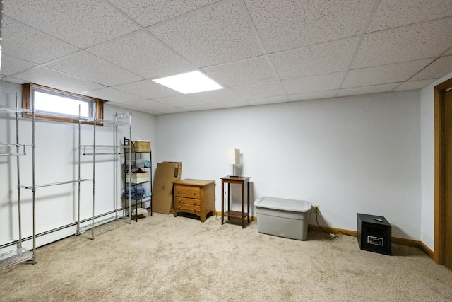 53 Roosevelt Blvd, Enfield, CT 06082 - basement with carpet flooring, a paneled ceiling, baseboards, and baseboard heating