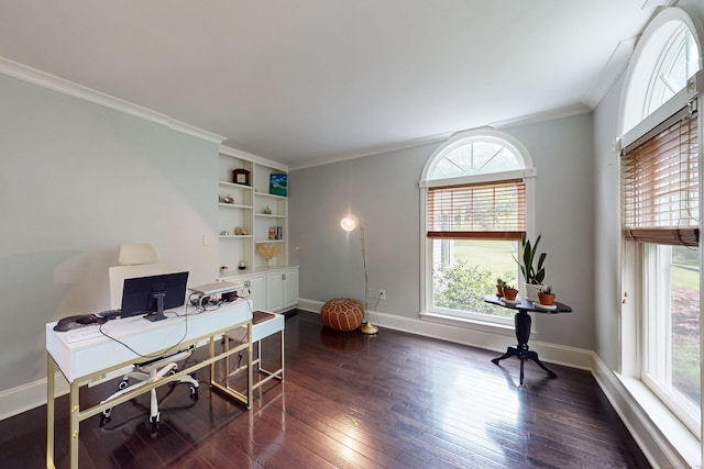 3 Inwood Ln, Woodbury, CT 06798 - home office featuring healthy amount of natural light, dark wood finished floors, and ornamental molding