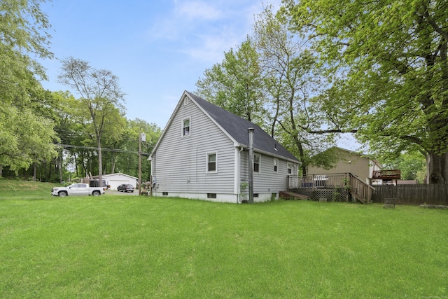 53 Kalish Ave, Enfield, CT 06082 - view of property exterior with a wooden deck, a yard, and a shingled roof