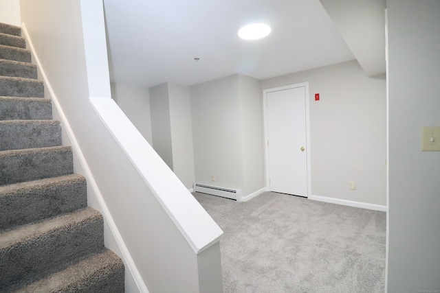 678 Savin Ave Apt 2J, West Haven, CT 06516 - staircase with a baseboard heating unit, carpet flooring, and baseboards