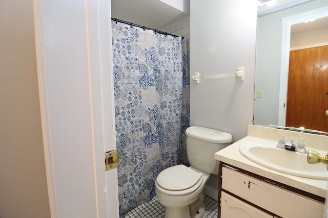 678 Savin Ave Apt 2J, West Haven, CT 06516 - bathroom featuring vanity, toilet, tile patterned flooring, and curtained shower