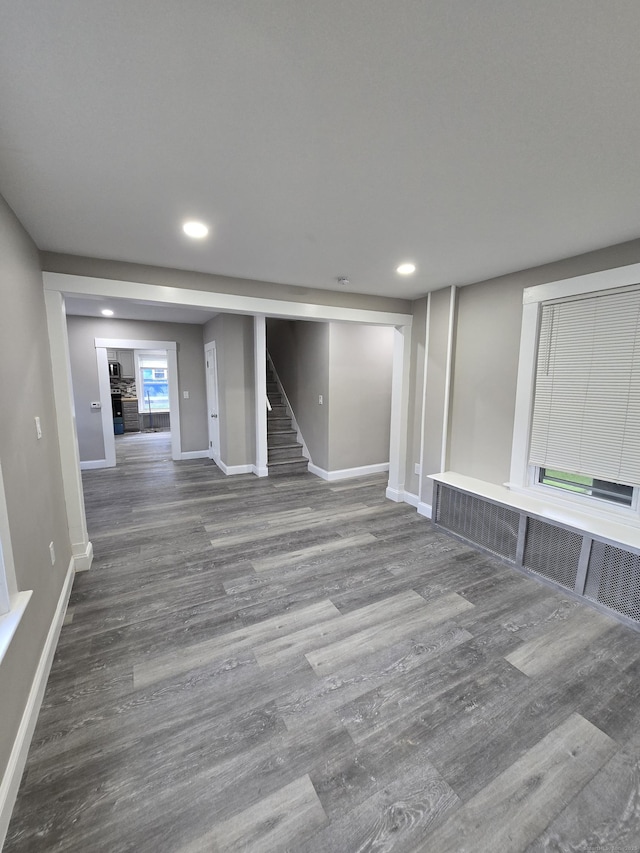 11 Caya Ave, West Hartford, CT 06110 - unfurnished room featuring baseboards, wood finished floors, recessed lighting, and stairs