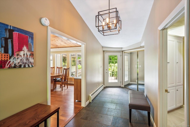 7 Sugar Loaf Cut, Simsbury, CT 06092 - foyer with baseboard heating, lofted ceiling, a chandelier, and baseboards