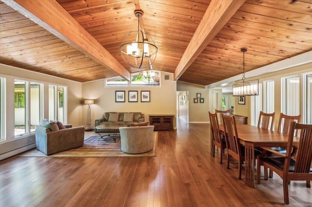7 Sugar Loaf Cut, Simsbury, CT 06092 - living area featuring a chandelier, wooden ceiling, wood-type flooring, and healthy amount of natural light