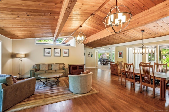 7 Sugar Loaf Cut, Simsbury, CT 06092 - living room featuring a chandelier, healthy amount of natural light, and wood ceiling