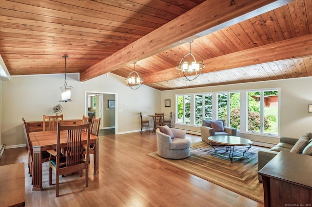 7 Sugar Loaf Cut, Simsbury, CT 06092 - living room with baseboards, wood ceiling, wood finished floors, and a chandelier