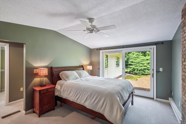 7 Sugar Loaf Cut, Simsbury, CT 06092 - bedroom with baseboard heating, access to outside, light carpet, lofted ceiling, and baseboards