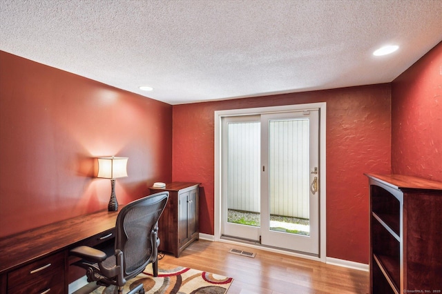 7 Sugar Loaf Cut, Simsbury, CT 06092 - office with a textured ceiling, light wood-style floors, a textured wall, and recessed lighting