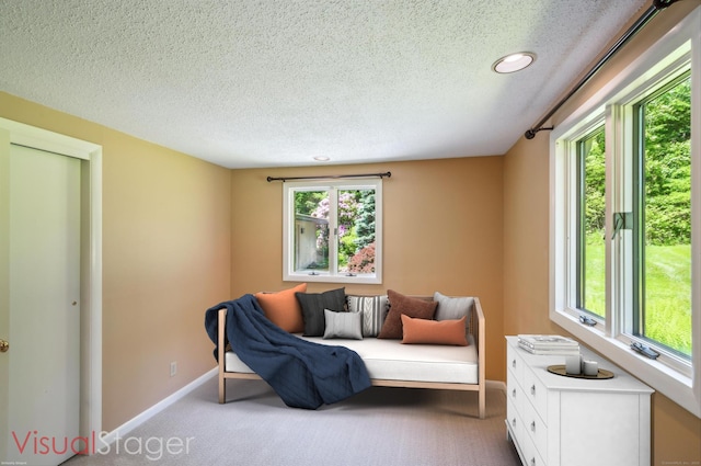 7 Sugar Loaf Cut Cut, Simsbury, CT 06092 - living area featuring a textured ceiling, carpet floors, baseboards, and recessed lighting