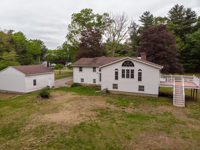 29 Ralph St, Plainfield, CT 06354 - rear view of property with a wooden deck, stairs, and a yard