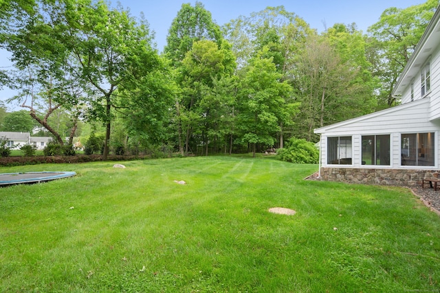 90 Beech Rd, New Canaan, CT 06840 - view of grassy yard featuring a trampoline