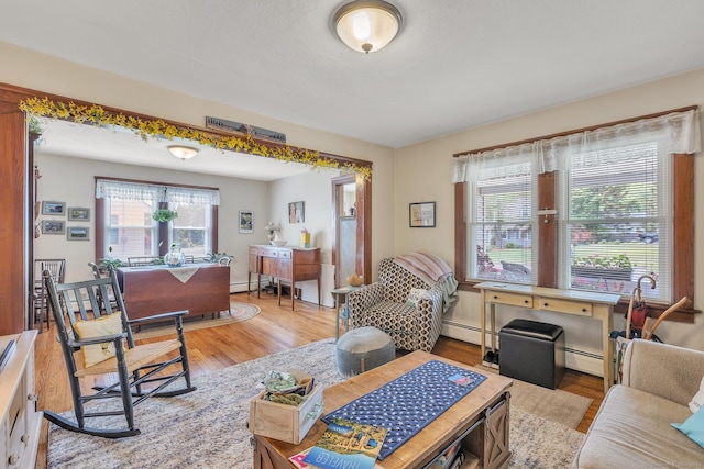 16 Reservoir Rd, Vernon, CT 06066 - living room featuring light wood finished floors, a baseboard heating unit, and a baseboard radiator
