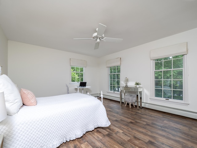 bedroom with wood finished floors and ceiling fan
