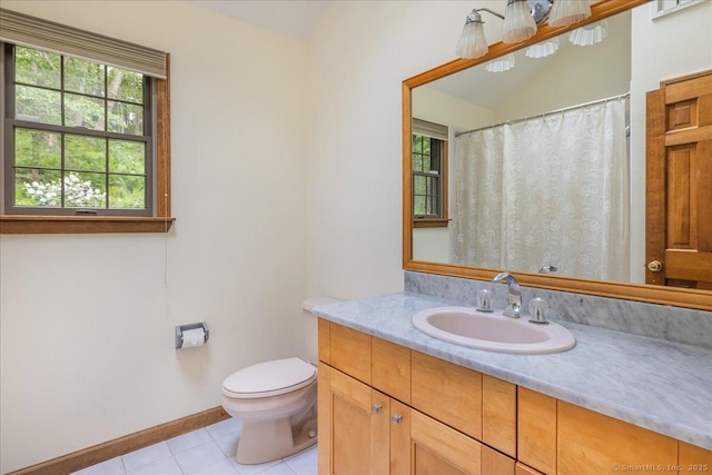 4665 Black Rock Tpke, Fairfield, CT 06824 - full bath with vanity, toilet, tile patterned flooring, and baseboards