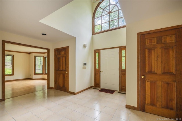 4665 Black Rock Tpke, Fairfield, CT 06824 - entryway with baseboards and a towering ceiling