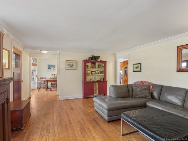 44 Meadow Ridge Dr, Easton, CT 06612 - living area featuring light wood-style flooring, ornamental molding, and baseboards