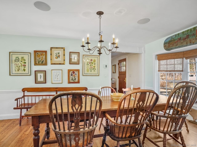 44 Meadow Ridge Dr, Easton, CT 06612 - dining space featuring light wood-style flooring and a chandelier