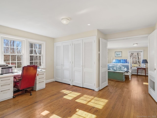 44 Meadow Ridge Dr, Easton, CT 06612 - home office featuring light wood-type flooring, baseboards, and a baseboard radiator