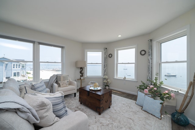 22 Shore Rd, East Lyme, CT 06357 - living area featuring wood finished floors and recessed lighting