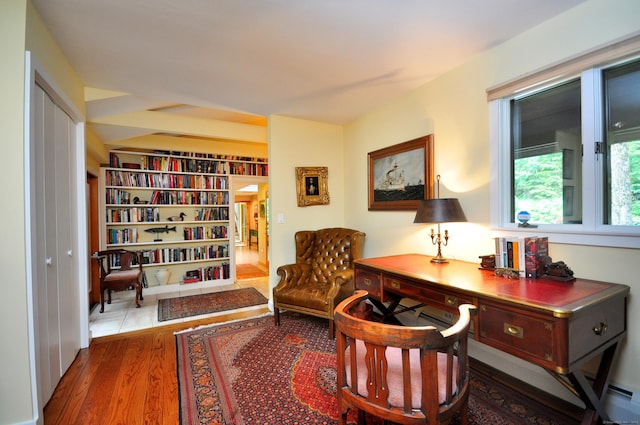 21 Bexley Ct, Goshen, CT 06756 - living area with wood finished floors and built in shelves