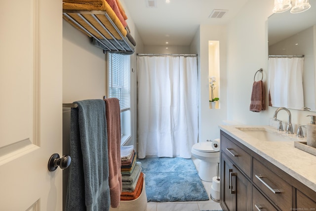 20 Jeffrey Ln, Southington, CT 06451 - bathroom with toilet, vanity, tile patterned flooring, and curtained shower