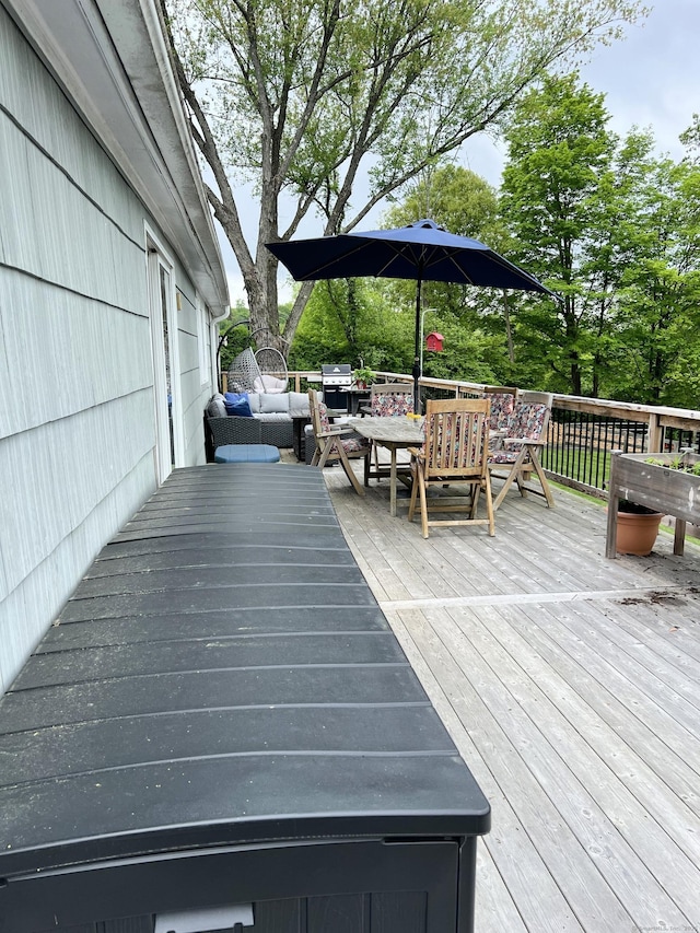 49 Warner Rd, Bridgewater, CT 06752 - wooden deck with outdoor dining space