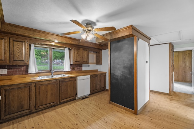 114 Wildwood Rd, East Haddam, CT 06415 - kitchen featuring dishwasher, a sink, butcher block counters, and light wood finished floors