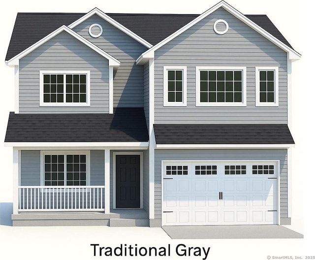 1069 N Colony Rd, Meriden, CT 06450 - traditional-style home with a garage, a porch, and concrete driveway