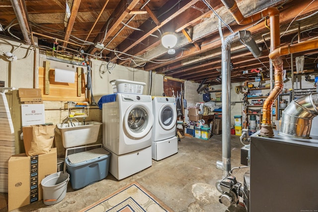 8 Usher Ave, Plainville, CT 06062 - unfinished below grade area featuring washer and clothes dryer