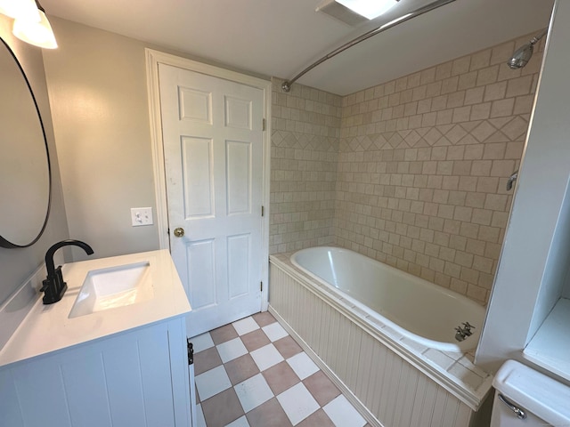 331 Pond Hill Rd, Plainfield, CT 06354 - bathroom featuring bathing tub / shower combination, vanity, and tile patterned floors